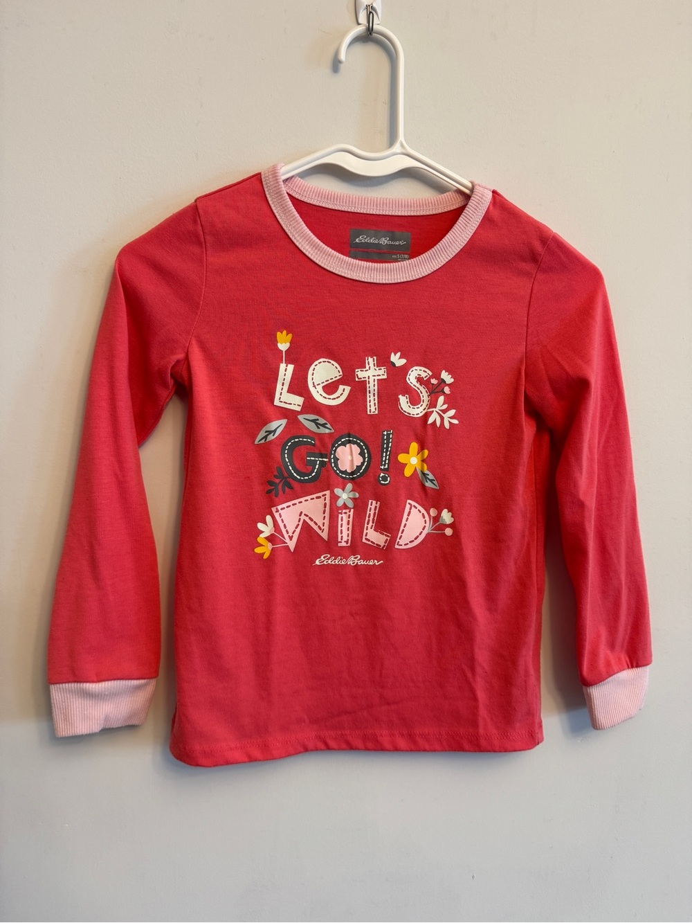 Eddie Bauer Pink Long-Sleeve 'Let's Go Wild' Graphic Tee